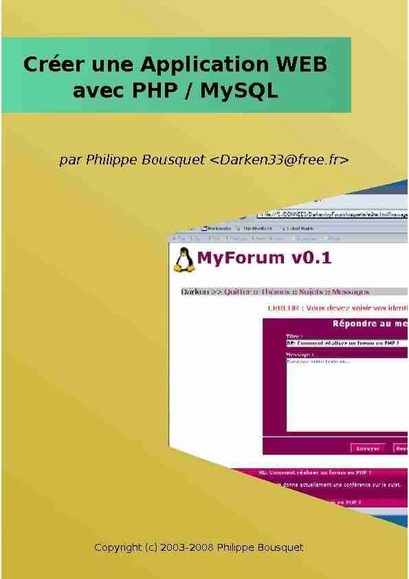 Créer une application WEB avec PHP / MySQL