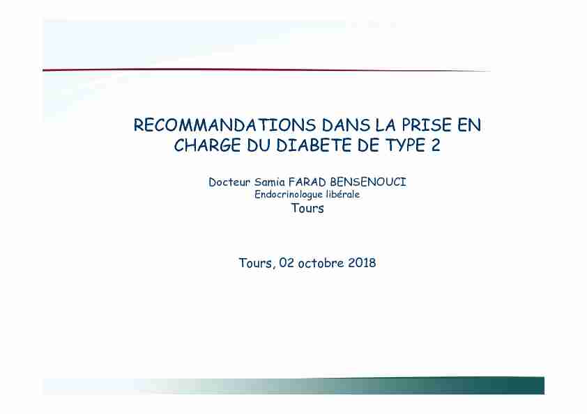 [PDF] RECOMMANDATIONS DANS LA PRISE EN CHARGE DU DIABETE