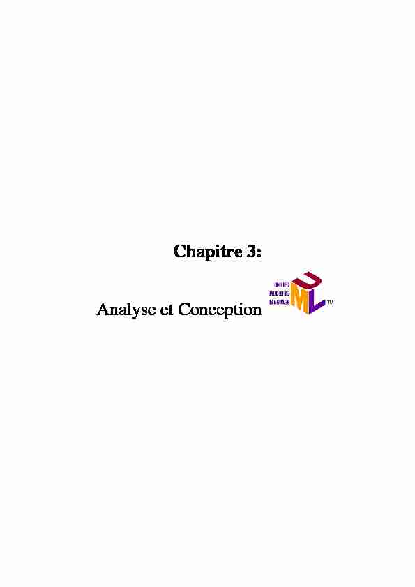 Chapitre 3: Analyse et Conception