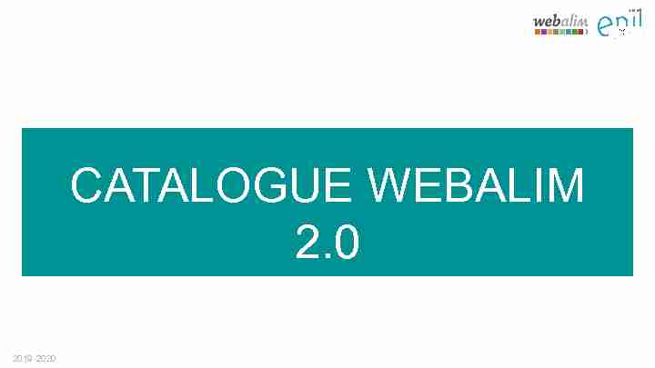 CATALOGUE WEBALIM 2.0