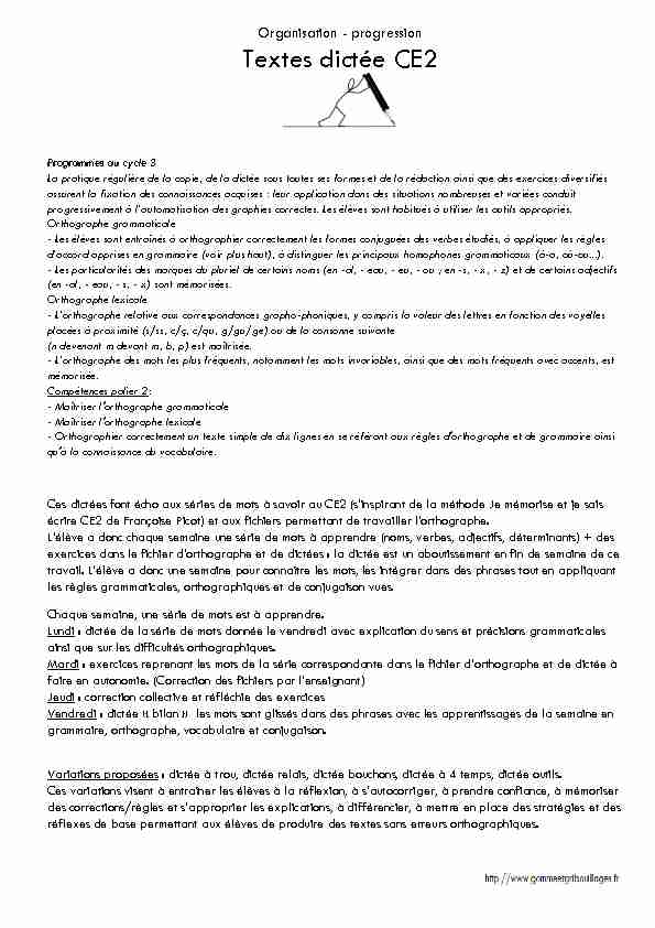 [PDF] Textes dictée CE2 - Gomme & Gribouillages
