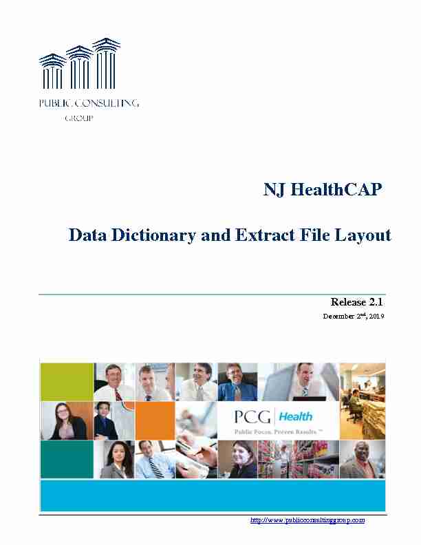 NJ HealthCAP Data Dictionary and Extract File Layout