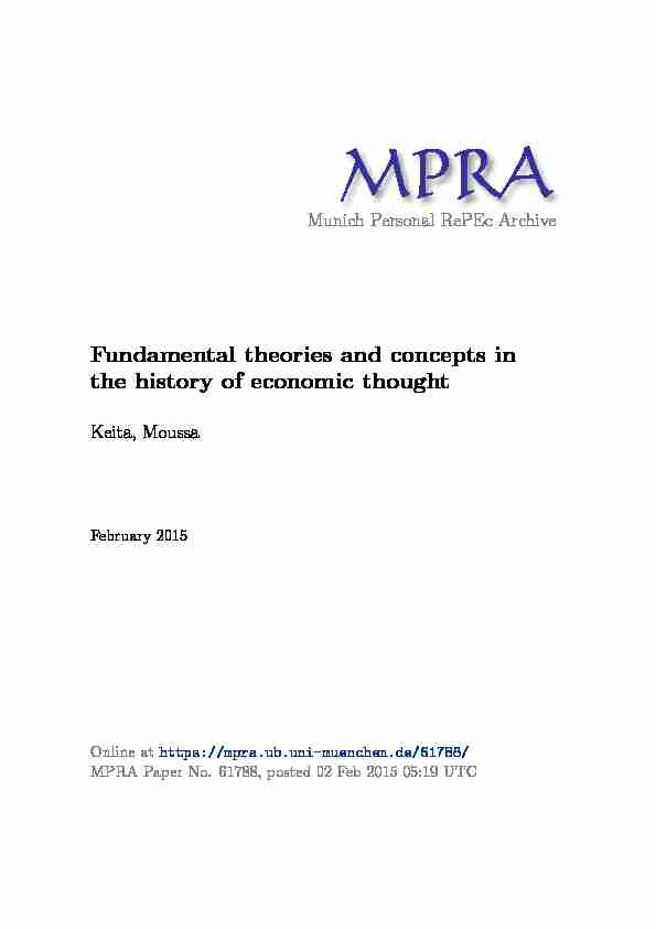 Fundamental theories and concepts in the history of economic thought