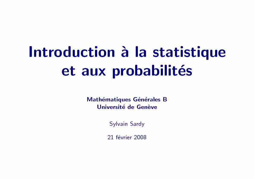 Introduction `a la statistique et aux probabilités
