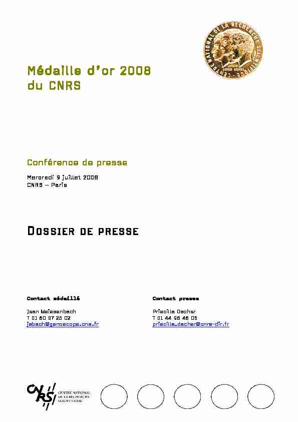 Médaille dor 2008 du CNRS
