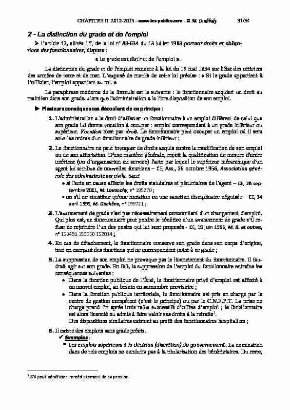 [PDF] 2 - La distinction du grade et de lemploi - LEX PUBLICA