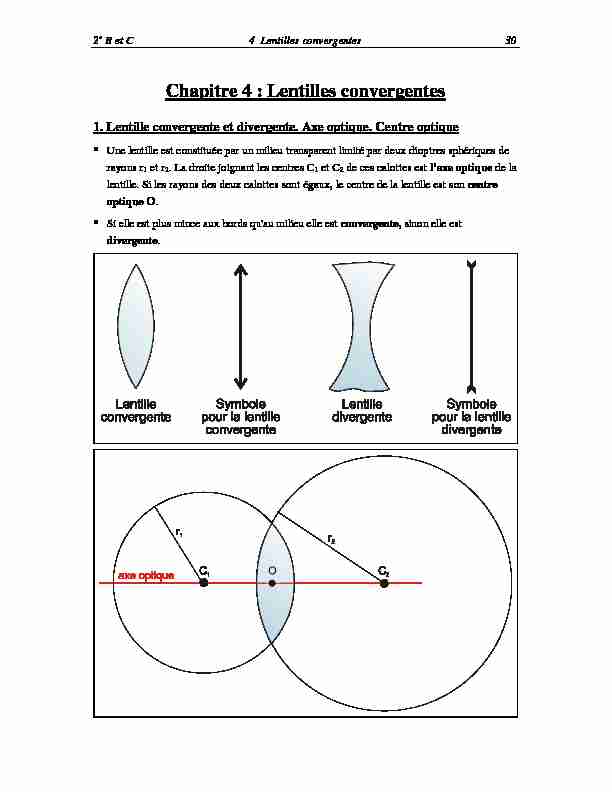 [PDF] Chapitre 4 : Lentilles convergentes