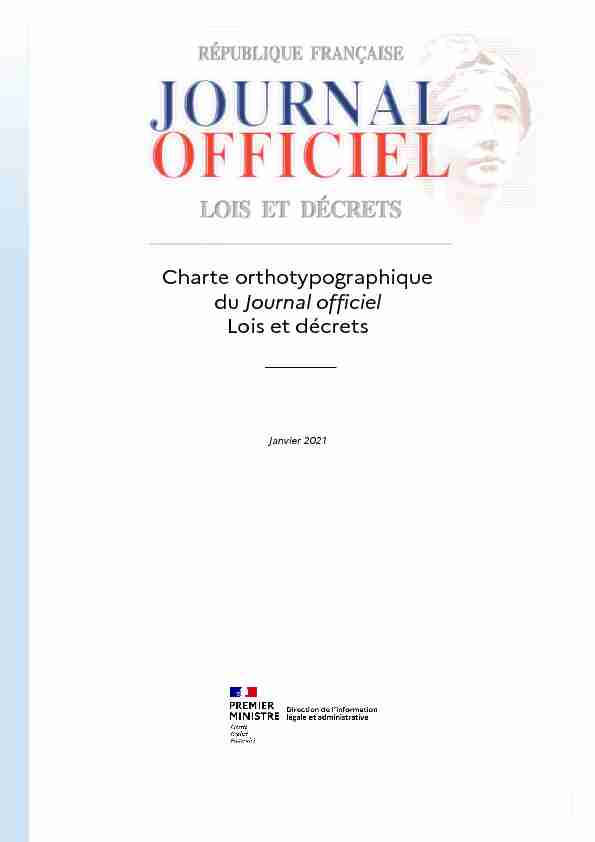 Charte orthotypographique du Journal officiel Lois et décrets