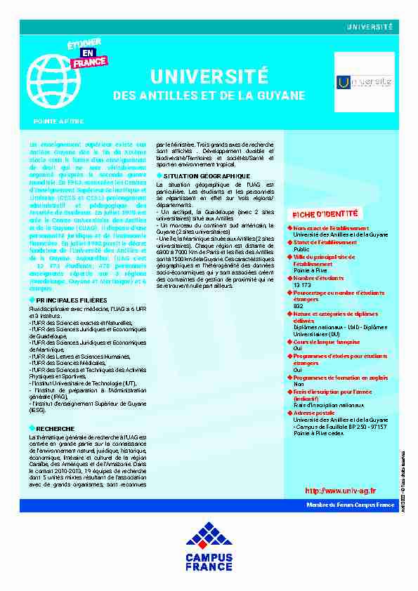 [PDF] Université des Antilles et de la Guyane - Campus France