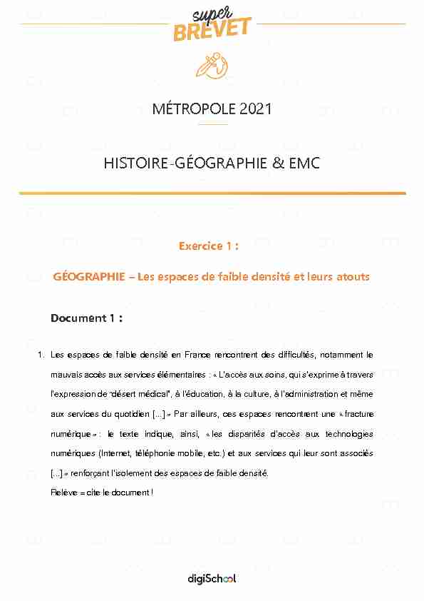 MÉTROPOLE 2021 HISTOIRE-GÉOGRAPHIE & EMC