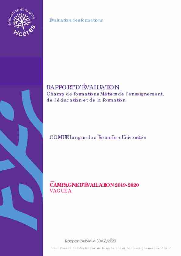 Rapport dévaluation - ComUE Languedoc Roussillon Universités