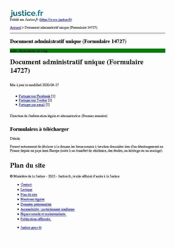 Document administratif unique (Formulaire 14727)