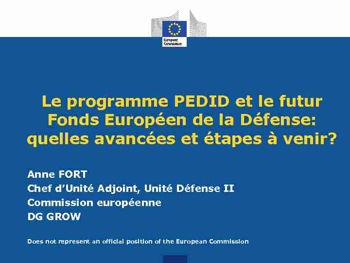 Le programme PEDID et le futur Fonds Européen de la Défense