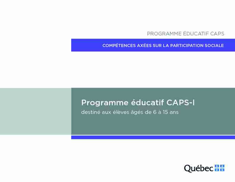 Programme éducatif CAPS-I destiné aux élèves âgés de 6 à 15 ans
