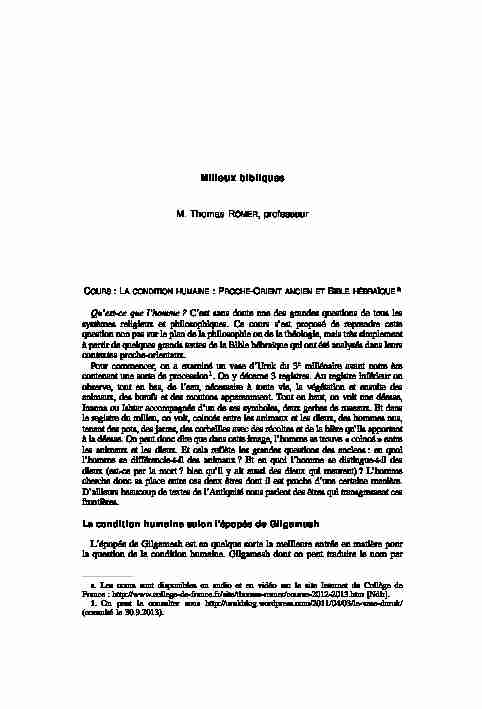 [PDF] Milieux bibliques M Thomas römer, professeur Quest-ce que lhomme