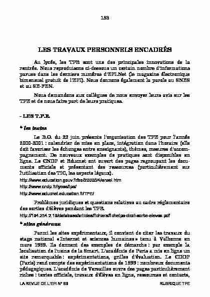 [PDF] LES TRAVAUX PERSONNELS ENCADRES - archive-EduTice