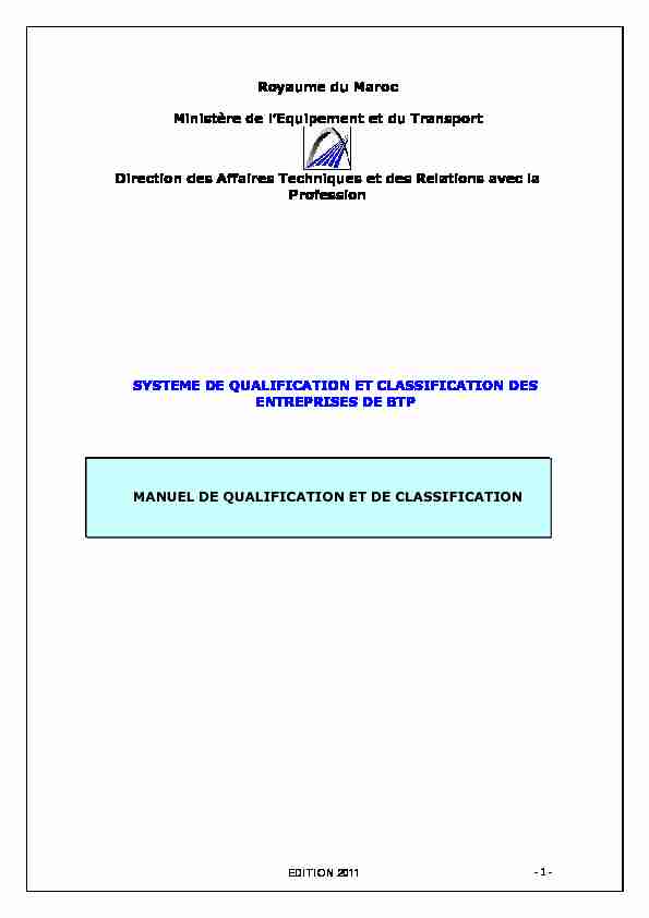 [PDF] MANUEL DE QUALIFICATION ET DE CLASSIFICATION