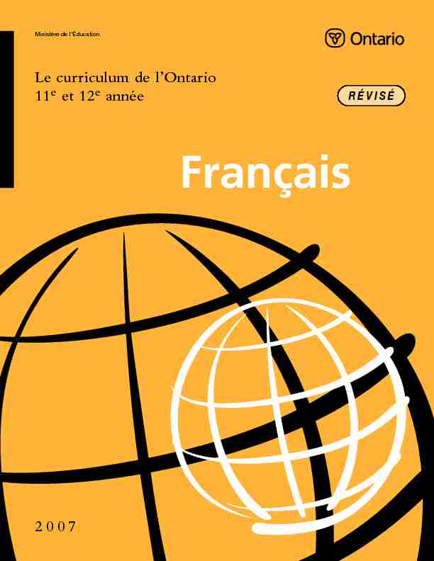 Le curriculum de lOntario: Français 11e et 12e année (révisé)