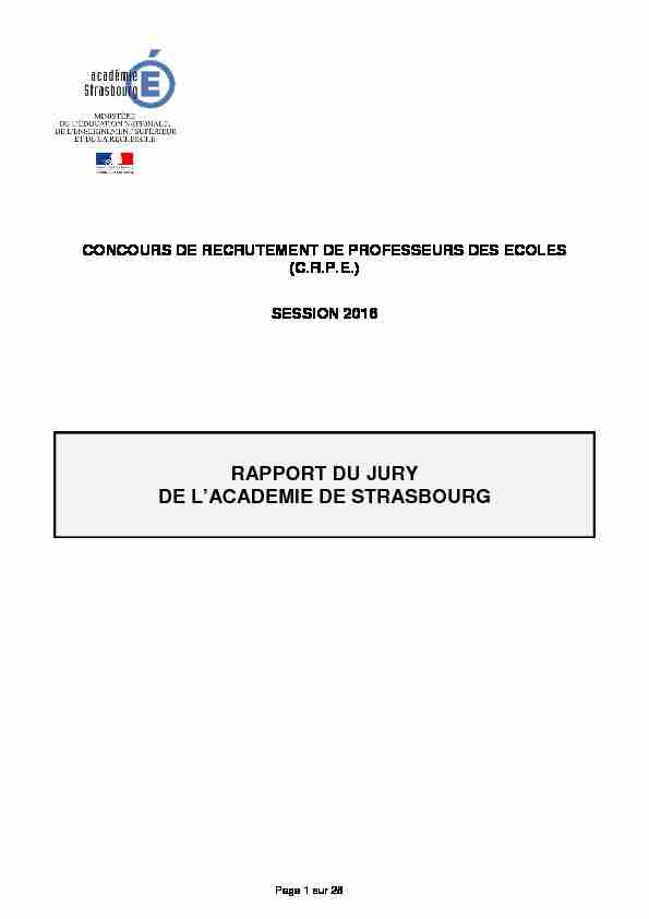 Rapport du jury CRPE 2016 - ac-strasbourgfr