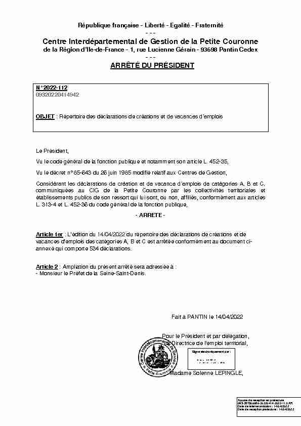 [PDF] Centre Interdépartemental de Gestion de la  - Emploi-Territorial
