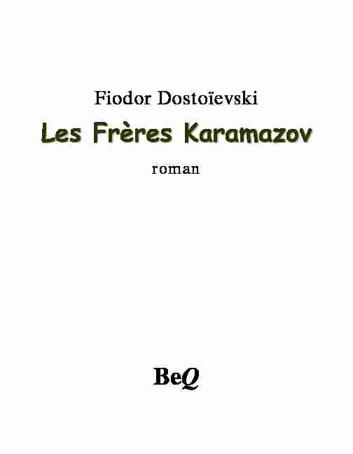 [PDF] Les Frères Karamazov II - La Bibliothèque électronique du Québec