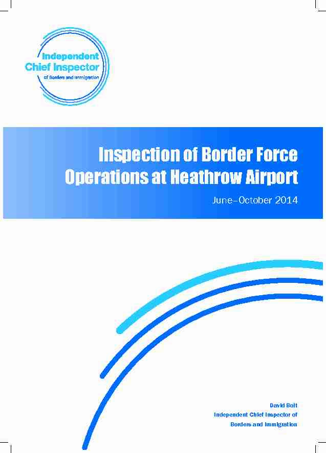 Inspection of Border Force Operations at Heathrow Airport