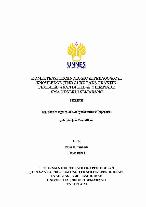[PDF] KOMPETENSI TECHNOLOGICAL PEDAGOGICAL  - Unnes
