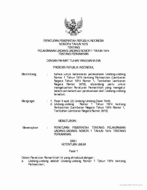 PERATURAN PEMERINTAH REPUBLIK INDONESIA NOMOR 9