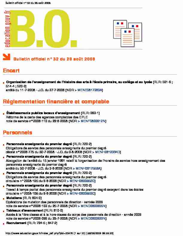 Bulletin officiel n° 32 du 28 août 2008
