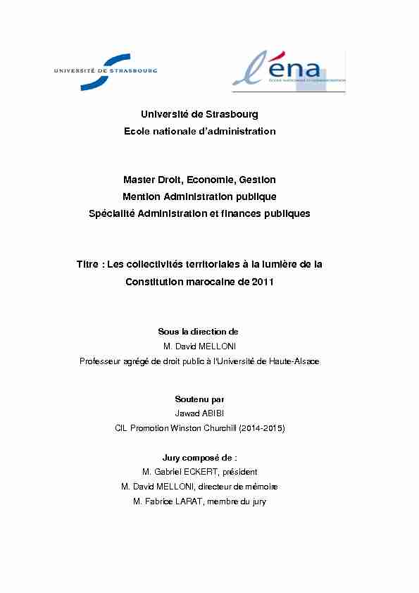 Université de Strasbourg Ecole nationale dadministration Master