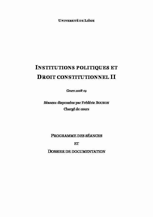 INSTITUTIONS POLITIQUES ET DROIT CONSTITUTIONNEL II