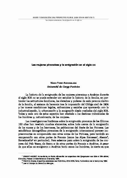 Las mujeres pirenaicas y la emigración en el siglo XIX Université de