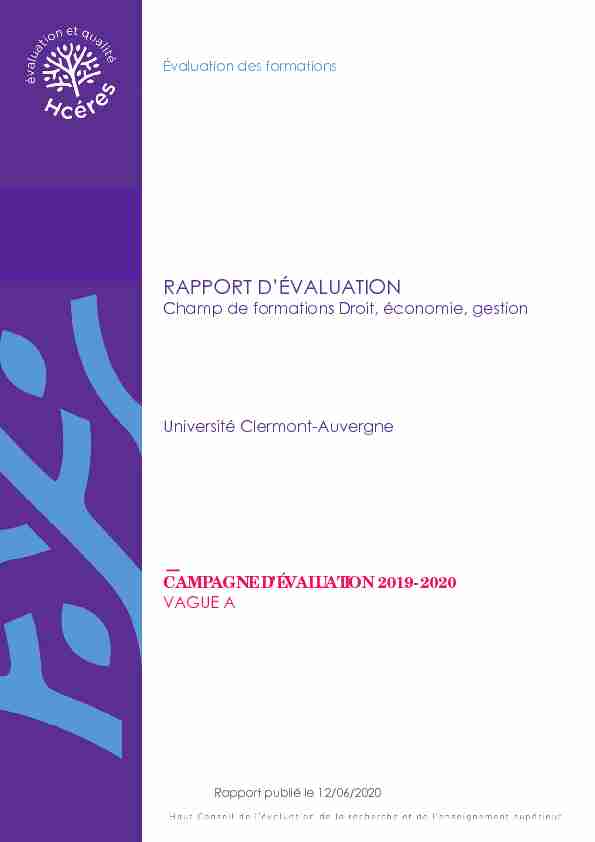 Rapport dévaluation - Université Clermont-Auvergne