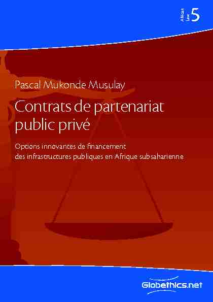Pascal Mukonde Musulay - Contrats de partenariat public privé