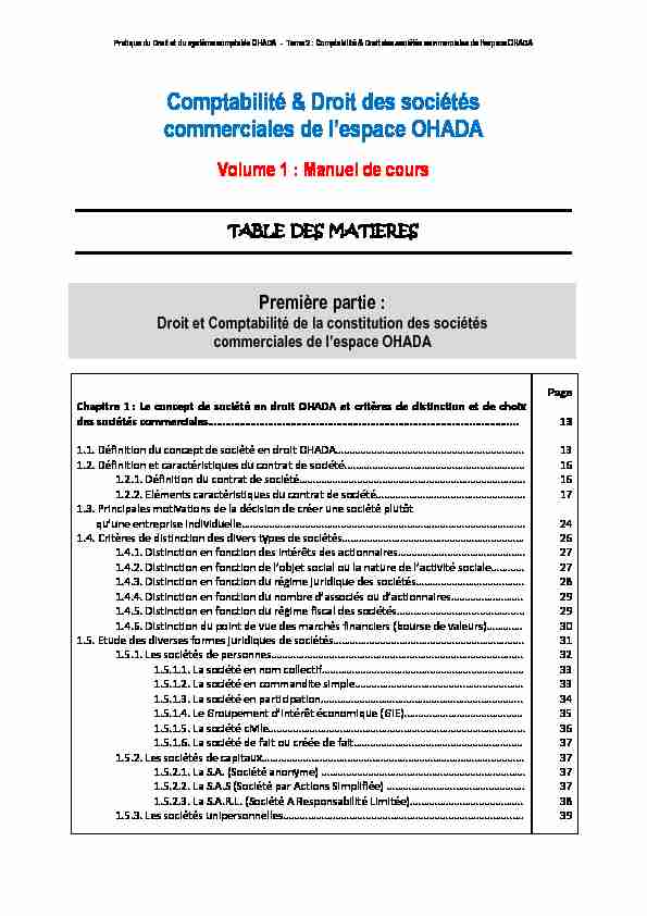[PDF] Comptabilité & Droit des sociétés commerciales de lespace OHADA
