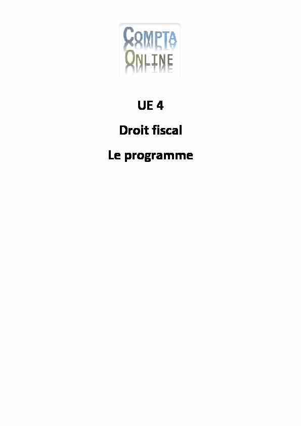 UE 4 Droit fiscal Le programme