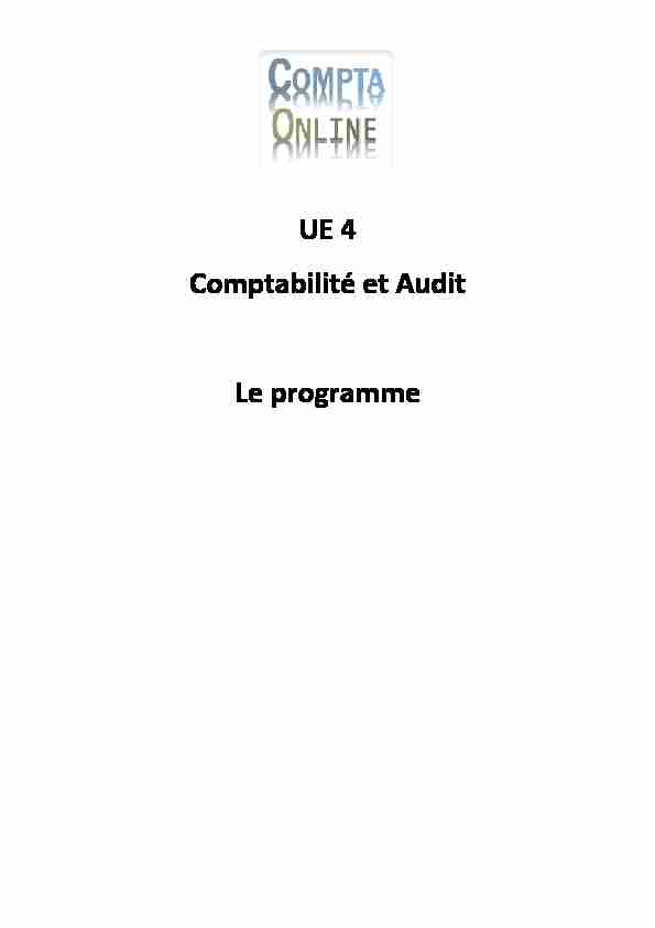 UE 4 Comptabilité et Audit Le programme