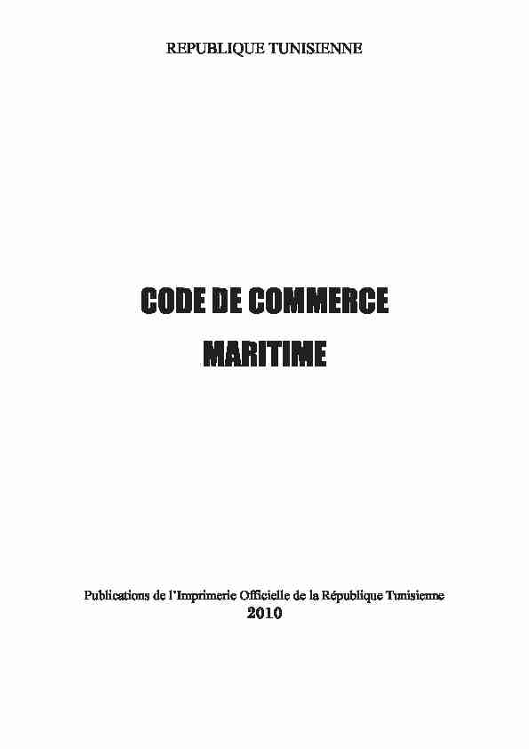 Tunisie - Code de commerce maritime 2010 (www.droit-afrique.com)