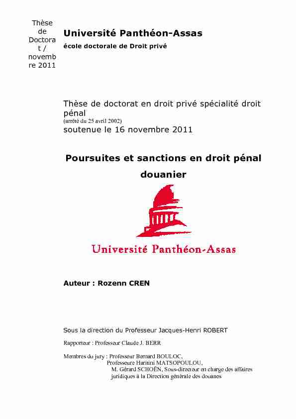 Université Panthéon-Assas Poursuites et sanctions en droit pénal