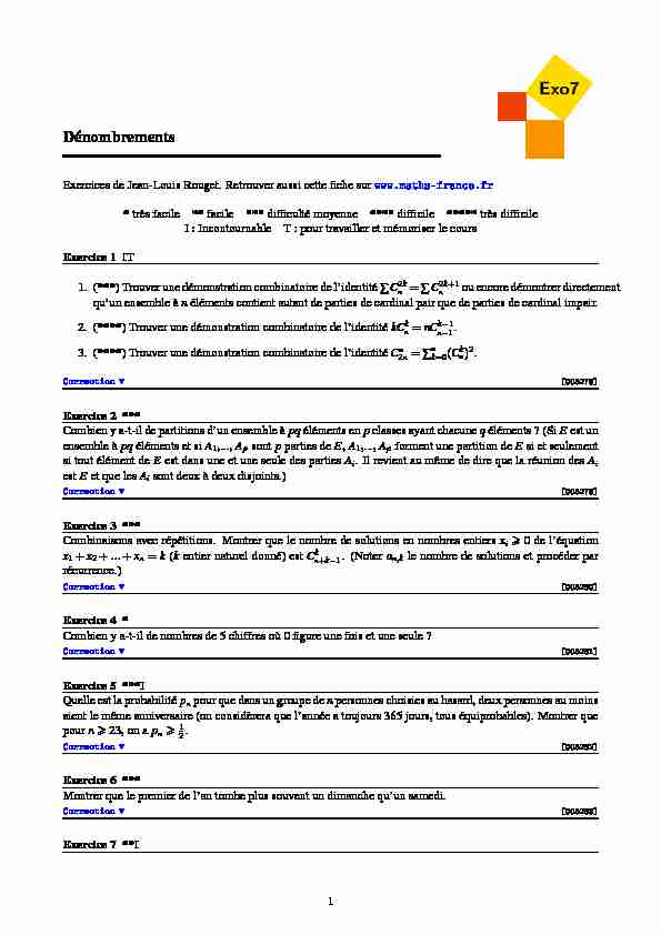 [PDF] Dénombrements - Exo7 - Exercices de mathématiques