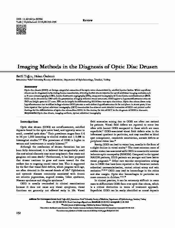 Imaging Methods in the Diagnosis of Optic Disc Drusen