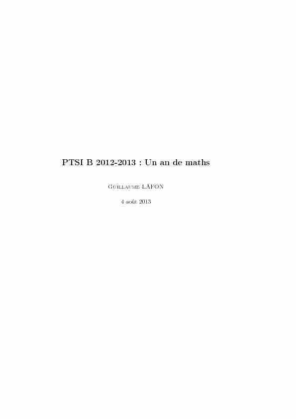 PTSI B 2012-2013 : Un an de maths