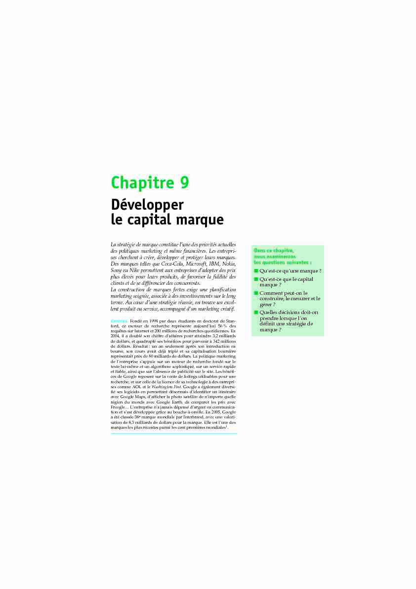 Chapitre 9 - Développer le capital marque