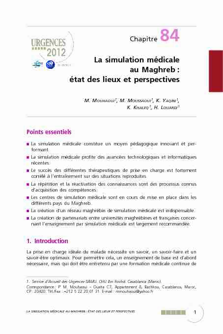 [PDF] La simulation médicale au Maghreb : état des lieux et perspectives