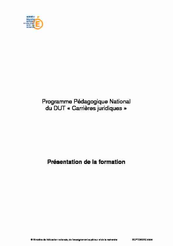 Programme Pédagogique National du DUT « Carrières juridiques