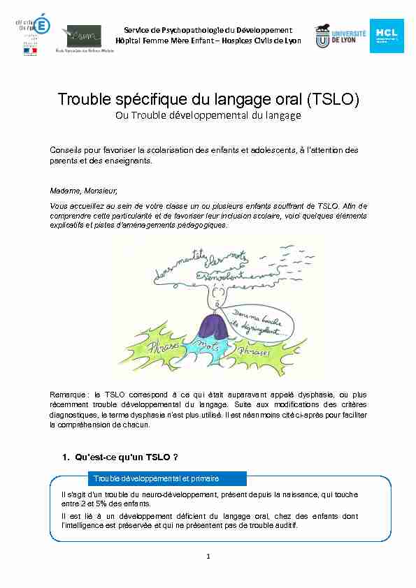 Trouble spécifique du langage oral (TSLO)