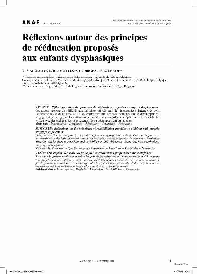 [PDF] Réflexions autour des principes de rééducation proposés  - ORBi