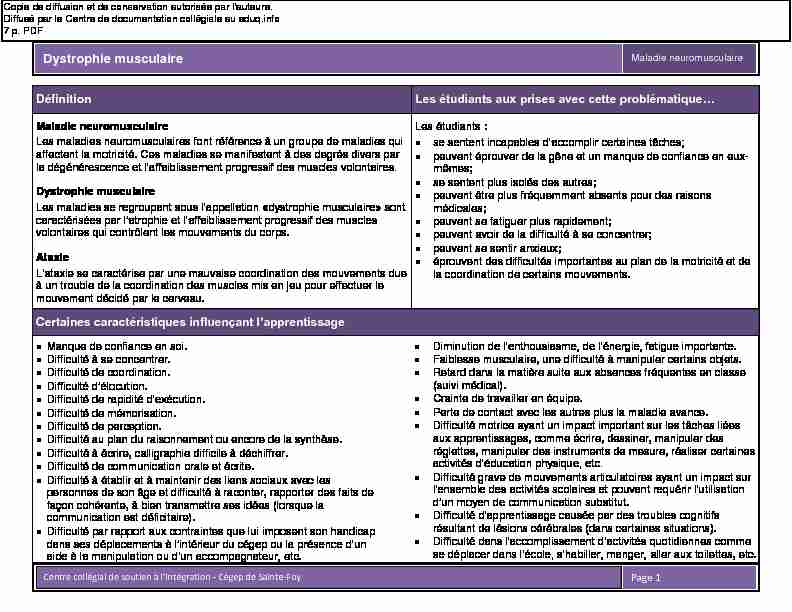 [PDF] Dystrophie musculaire - CORE