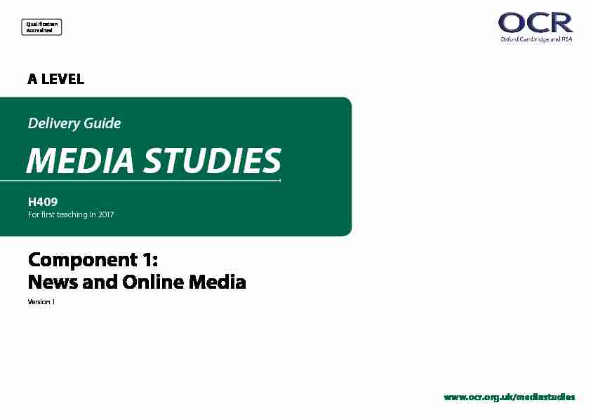 OCR A Level Media Studies - Component 1: News and Online Media
