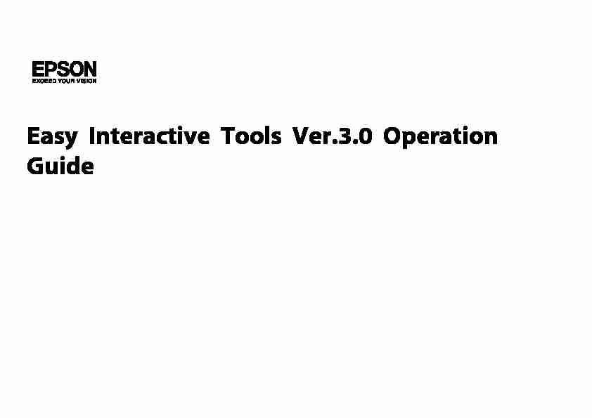 EPSON Easy Interactive Tools Ver.3.0 Operation Guide